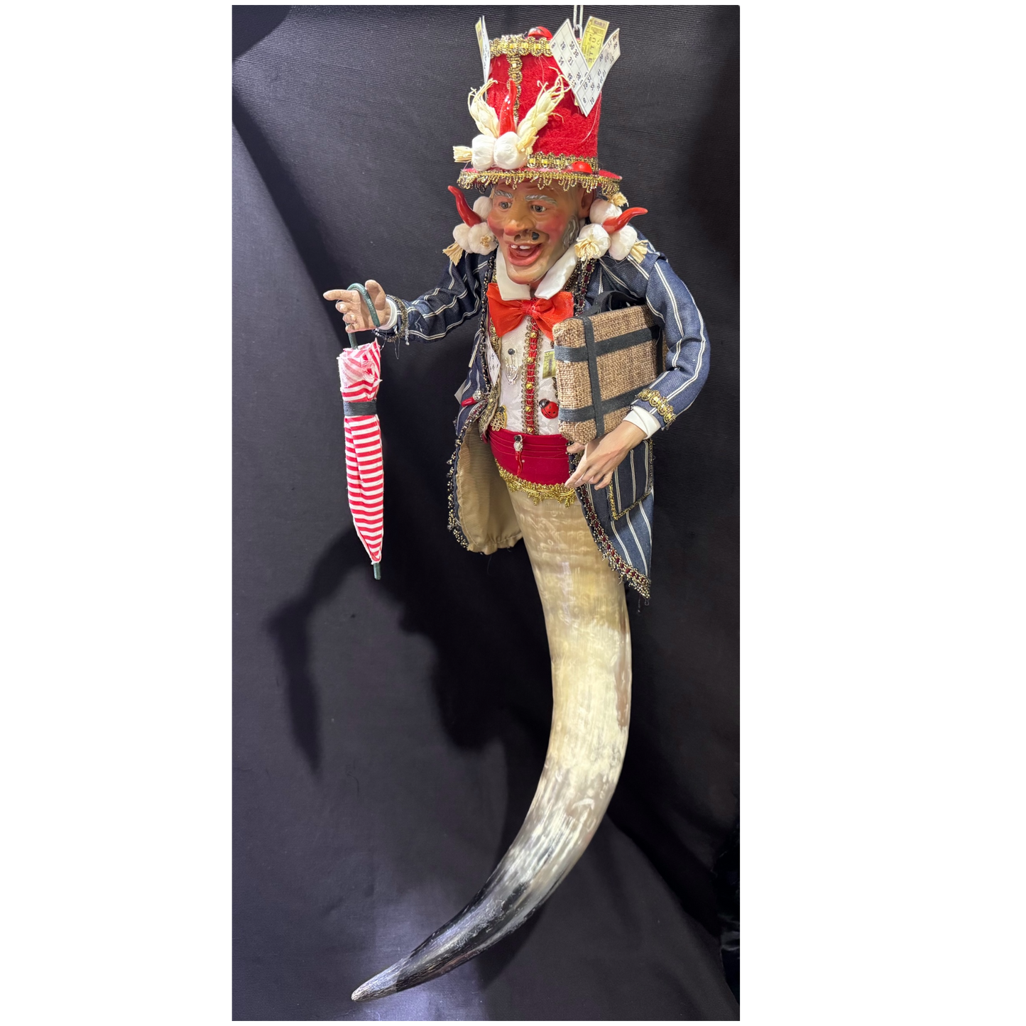 Gobbo Portafortuna con vero corno – 60 cm