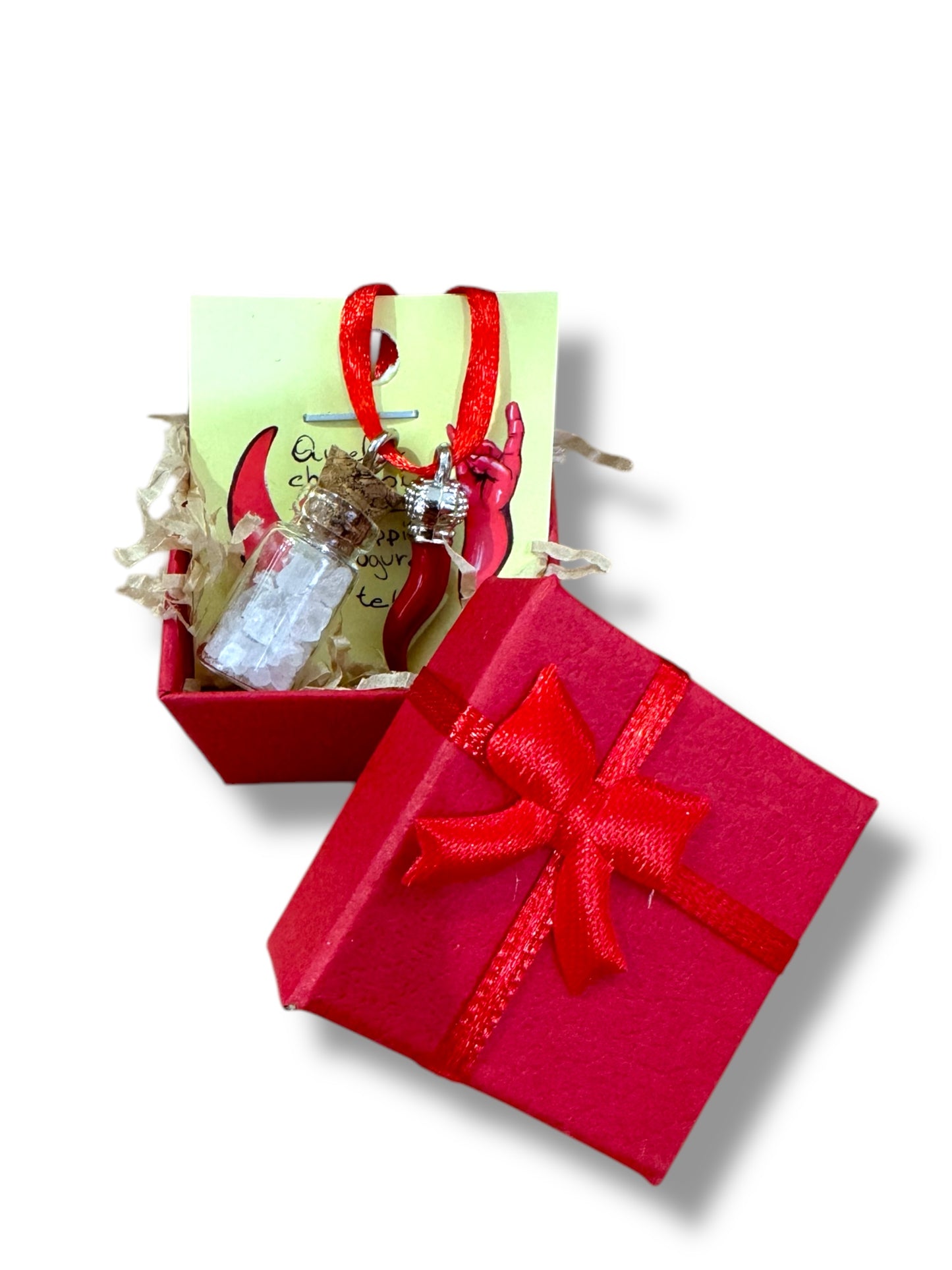 Box corno portafortuna con ampolla sale