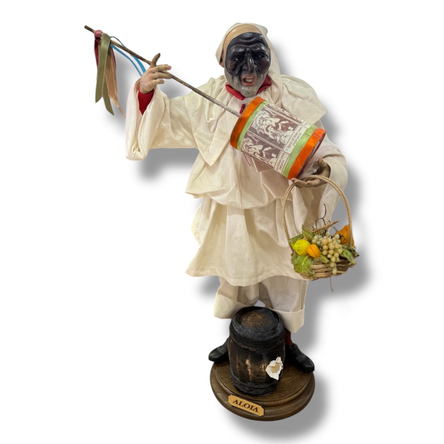 Pastore pulcinella in legno h 40 cm