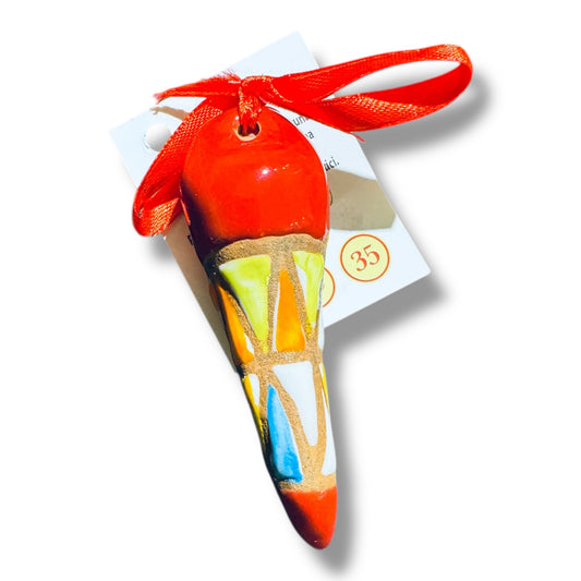 Corno Arlecchino in terracotta smaltata 10 cm